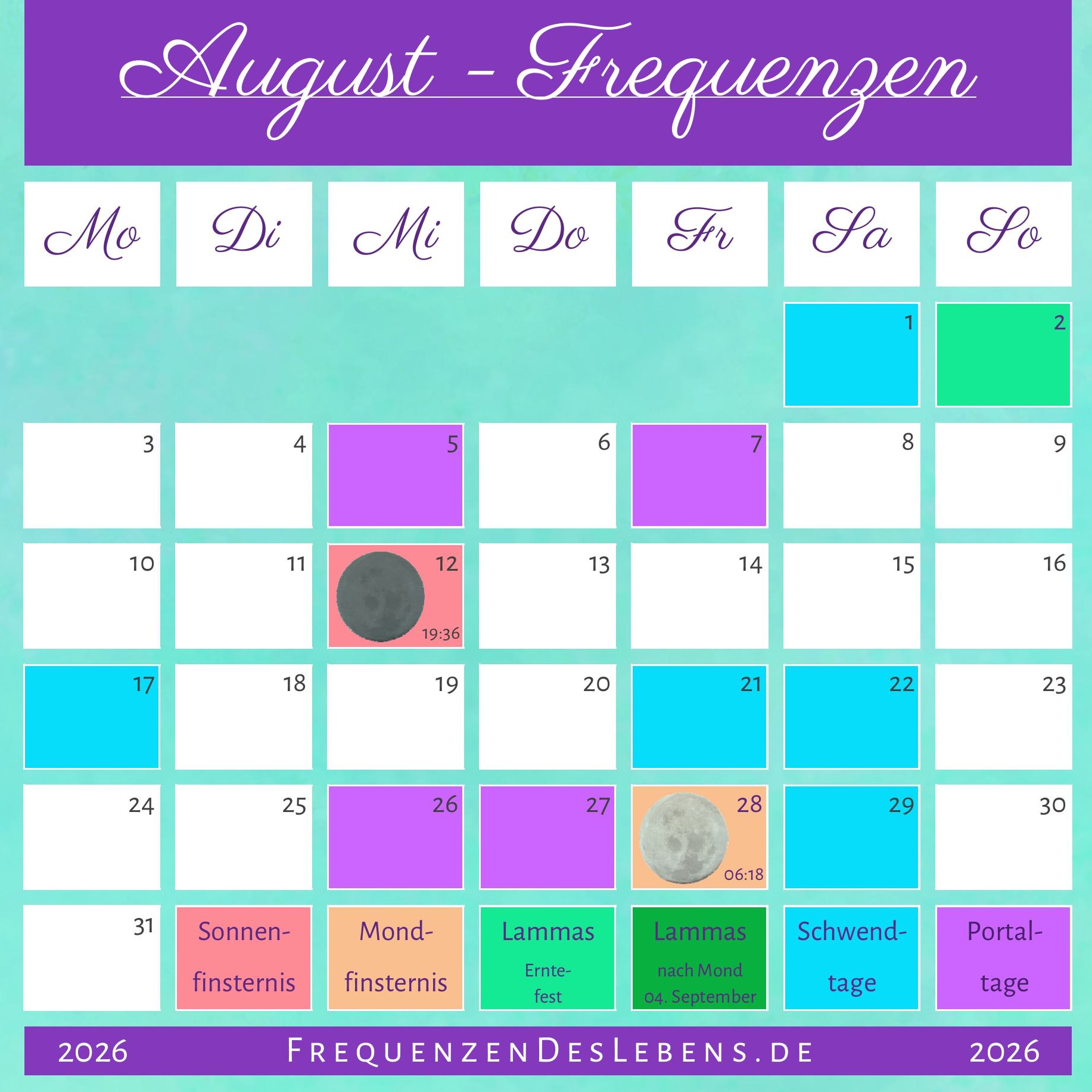 Frequenzen des Monats August 2026
